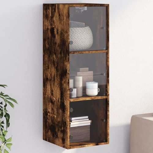 Qnhdfrt Wandschrank mit Glastüren Räuchereiche 35x37x100 cm Standregal mit Mehrzweckfächern Modernes Design Robustes Holzwerkstoff für Büro Wohnzimmer Flur Qnhdfrt Wandschrank mit Glastüren Räuchereiche 35x37x100 cm Standregal mit Mehrzweckfächern Modernes Design Robustes Holzwerkstoff für Büro Wohnzimmer Flur von Qnhdfrt