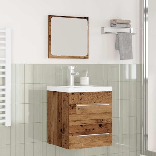 Qnhdfrt Wandspiegelschrank Altholz 41 x 38,5 x 48 cm mit 2 Schubladen Badschrank platzsparend für kleine Badezimmer Qnhdfrt Wandspiegelschrank Altholz 41 x 38,5 x 48 cm mit 2 Schubladen Badschrank platzsparend für kleine Badezimmer von Qnhdfrt