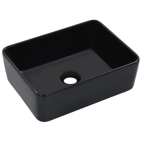 Qnhdfrt Waschbecken 40 x 30 x 13 cm Keramik Schwarz Modernes Aufsatzwaschbecken für Badezimmer Gäste WC und Camping von Qnhdfrt