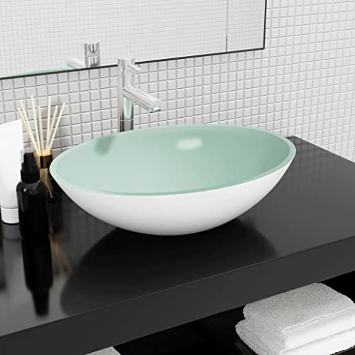 Qnhdfrt Waschbecken aus Glas Weiß 50x37x14 cm Modernes Aufsatzwaschbecken für Badezimmer Gäste WC Küche und Garage Robustes Glas mit Weißem Finish Einfache Reinigung von Qnhdfrt