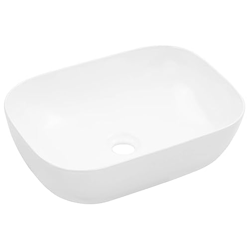 Qnhdfrt Waschbecken aus Keramik 45,5 x 32 x 13 cm Weiß Modernes Aufsatzwaschbecken für Badezimmer Gäste WC und Camping mit Hochglanz Finish von Qnhdfrt