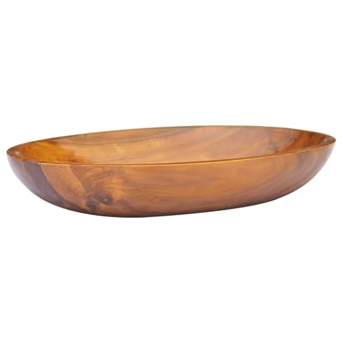 Qnhdfrt Waschbecken aus massivem Teakholz 60x40x10 cm Handwaschbecken mit Ablaufloch Aufsatzwaschbecken für Badezimmer Gäste WC Camping und Garage von Qnhdfrt