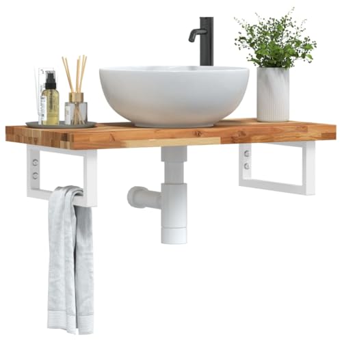 Qnhdfrt Waschbeckenregal Wandmontage 100 x 40 cm Akazienholz und Stahl Modernes Design Robust und Langlebig Badschrank mit Handtuchhalter für Badezimmer und Gäste WC Qnhdfrt Waschbeckenregal Wandmontage 100 x 40 cm Akazienholz und Stahl Modernes Design Robust und Langlebig Badschrank mit Handtuchhalter für Badezimmer und Gäste WC von Qnhdfrt