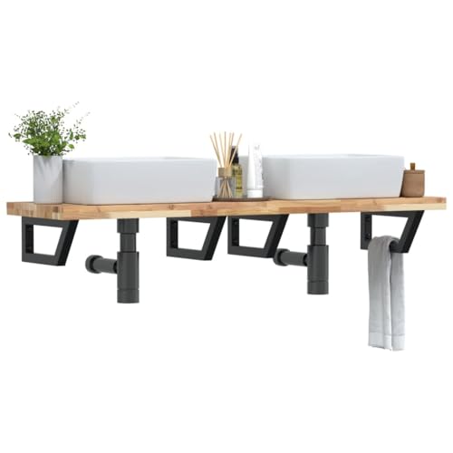 Qnhdfrt Waschbeckenregal Wandmontage 160 x 40 cm Akazienholz massiv & Stahl schwarz trapezförmig bis 100 kg belastbar Modernes Sideboard für Badezimmer Gäste-WC und Flur Qnhdfrt Waschbeckenregal Wandmontage 160 x 40 cm Akazienholz massiv & Stahl schwarz trapezförmig bis 100 kg belastbar Modernes Sideboard für Badezimmer Gäste-WC und Flur von Qnhdfrt