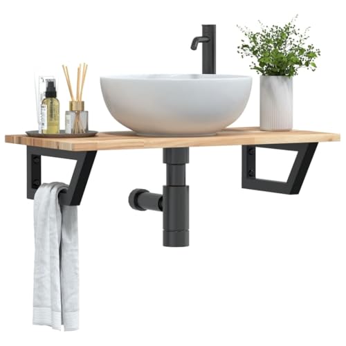 Qnhdfrt Waschbeckenregal Wandmontage 80 x 40 cm Massive Akazienholz und Stahl Trapezform Modernes Design mit Handtuchhalter Kompatibel für kleine Badezimmer Flur und Küche Qnhdfrt Waschbeckenregal Wandmontage 80 x 40 cm Massive Akazienholz und Stahl Trapezform Modernes Design mit Handtuchhalter Kompatibel für kleine Badezimmer Flur und Küche von Qnhdfrt