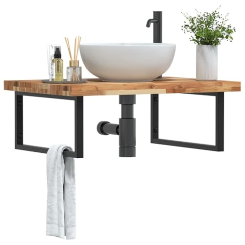 Qnhdfrt Waschbeckenregal Wandmontage 80x60 cm aus Akazienholz und Stahl 100 kg belastbar Schweberegal mit Handtuchhalter Modernes Design platzsparend für Badezimmer Gäste-WC und kleine Räume Qnhdfrt Waschbeckenregal Wandmontage 80x60 cm aus Akazienholz und Stahl 100 kg belastbar Schweberegal mit Handtuchhalter Modernes Design platzsparend für Badezimmer Gäste-WC und kleine Räume von Qnhdfrt