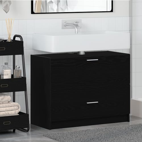 Qnhdfrt Waschbeckenschrank Schwarz Eiche 78x37x59 cm Moderner Badschrank mit 2 Schubladen Robuster Holzwerkstoff für Badezimmer Aufbewahrung Qnhdfrt Waschbeckenschrank Schwarz Eiche 78x37x59 cm Moderner Badschrank mit 2 Schubladen Robuster Holzwerkstoff für Badezimmer Aufbewahrung von Qnhdfrt