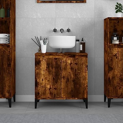 Qnhdfrt Waschbeckenunterschrank Badezimmerschrank Badschrank Schmal 58x33x60 cm Räuchereiche Holzwerkstoff Mit Holzbeinen Großer Stauraum Modernes Design Für Badezimmer Qnhdfrt Waschbeckenunterschrank Badezimmerschrank Badschrank Schmal 58x33x60 cm Räuchereiche Holzwerkstoff Mit Holzbeinen Großer Stauraum Modernes Design Für Badezimmer von Qnhdfrt
