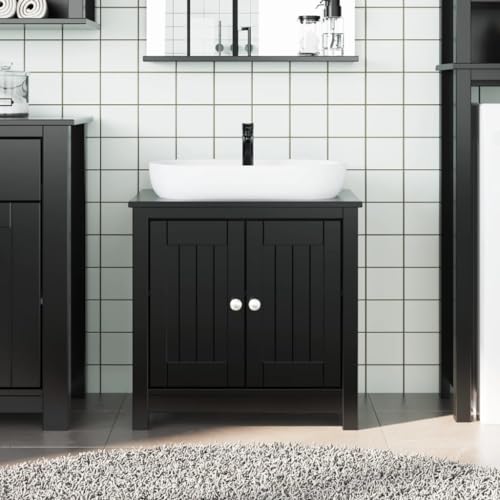 Qnhdfrt Waschbeckenunterschrank Berg Schwarz 60x34x59 cm aus massivem Kiefernholz Badmöbel mit 2 Böden Modernes Design & platzsparend für kleine Badezimmer Gäste-WC Qnhdfrt Waschbeckenunterschrank Berg Schwarz 60x34x59 cm aus massivem Kiefernholz Badmöbel mit 2 Böden Modernes Design & platzsparend für kleine Badezimmer Gäste-WC von Qnhdfrt