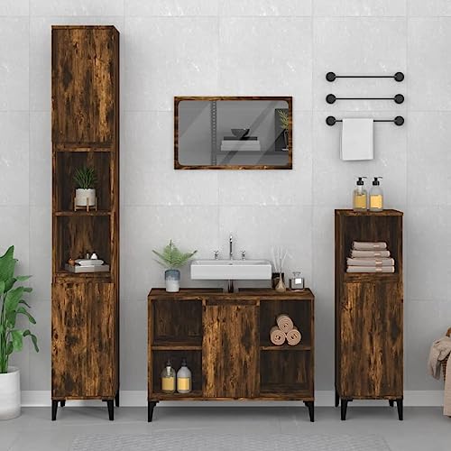 Qnhdfrt Waschbeckenunterschrank Räuchereiche 80x33x60 cm Holzwerkstoff mit Metallfüßen Modernes Badezimmer Sideboard für Bathroom und kleine Flure Qnhdfrt Waschbeckenunterschrank Räuchereiche 80x33x60 cm Holzwerkstoff mit Metallfüßen Modernes Badezimmer Sideboard für Bathroom und kleine Flure von Qnhdfrt