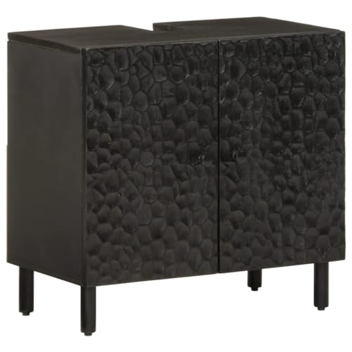 Qnhdfrt Waschbeckenunterschrank Schwarz 62x33x58 cm Massivholz Mango Modern Badmöbel für Badezimmer Qnhdfrt Waschbeckenunterschrank Schwarz 62x33x58 cm Massivholz Mango Modern Badmöbel für Badezimmer von Qnhdfrt