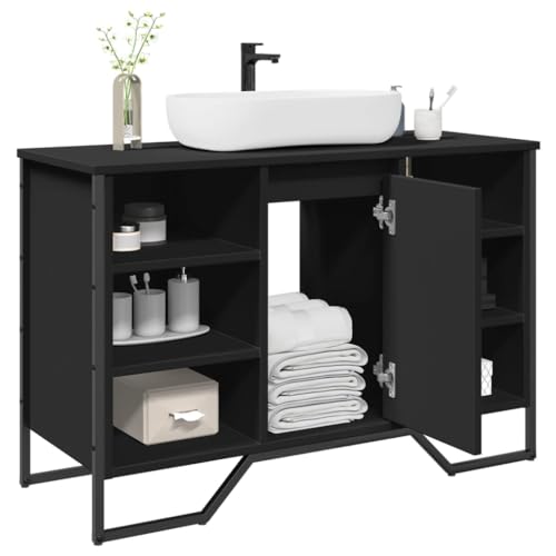 Qnhdfrt Waschbeckenunterschrank Schwarz 91x35x60 cm aus Holzwerkstoff mit reichlich Stauraum und Wandhalterung für Badezimmer – Platzsparendes Design Qnhdfrt Waschbeckenunterschrank Schwarz 91x35x60 cm aus Holzwerkstoff mit reichlich Stauraum und Wandhalterung für Badezimmer – Platzsparendes Design von Qnhdfrt