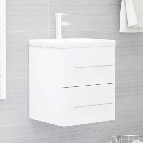 Qnhdfrt Waschbeckenunterschrank Weiß 41x38,5x48 cm aus Holzwerkstoff mit 1 Schublade Modernes platzsparendes Design Robust und Langlebig für Badezimmer Gäste WC Qnhdfrt Waschbeckenunterschrank Weiß 41x38,5x48 cm aus Holzwerkstoff mit 1 Schublade Modernes platzsparendes Design Robust und Langlebig für Badezimmer Gäste WC von Qnhdfrt