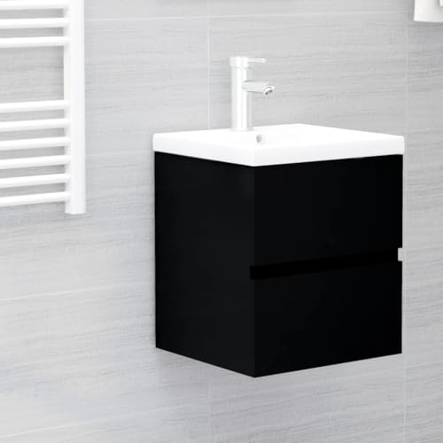 Qnhdfrt Waschbeckenunterschrank mit Einbaubecken Schwarz Holzwerkstoff Weiß Keramik 41x38,5x45cm Praktischer Badschrank mit Schublade und Überlauf für Badezimmer oder Waschraum Qnhdfrt Waschbeckenunterschrank mit Einbaubecken Schwarz Holzwerkstoff Weiß Keramik 41x38,5x45cm Praktischer Badschrank mit Schublade und Überlauf für Badezimmer oder Waschraum von Qnhdfrt