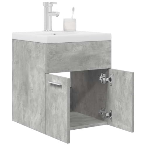 Qnhdfrt Waschbeckenunterschrank mit Einbaubecken Wasserhahn Betongrau 41x38,5x46 cm Holzwerkstoff Keramikbecken Pop-Up Ablauf Modern für kleines Bad Gäste WC Qnhdfrt Waschbeckenunterschrank mit Einbaubecken Wasserhahn Betongrau 41x38,5x46 cm Holzwerkstoff Keramikbecken Pop-Up Ablauf Modern für kleines Bad Gäste WC von Qnhdfrt
