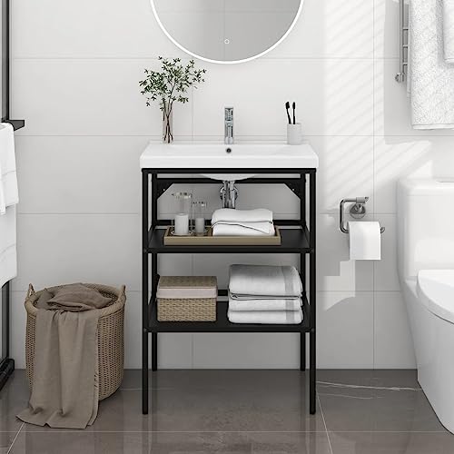 Qnhdfrt Waschtischgestell Schwarz Badregal aus Eisen mit Stauraum 59x38x83 cm für Badezimmer und WC – Robustes und langlebiges Design Qnhdfrt Waschtischgestell Schwarz Badregal aus Eisen mit Stauraum 59x38x83 cm für Badezimmer und WC – Robustes und langlebiges Design von Qnhdfrt