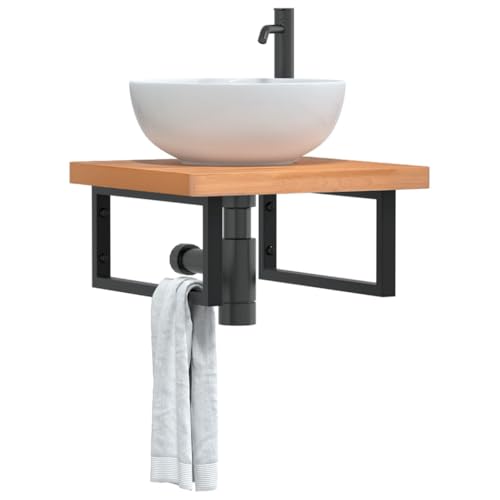 Qnhdfrt Waschtischregal Wandmontage 50x50 cm Massivholz Buche mit Stahlhalter Schwarz Robuste Konstruktion 100 kg Belastbar Moderne Optik Platzsparendes Badregal Set für Badezimmer Gäste WC Qnhdfrt Waschtischregal Wandmontage 50x50 cm Massivholz Buche mit Stahlhalter Schwarz Robuste Konstruktion 100 kg Belastbar Moderne Optik Platzsparendes Badregal Set für Badezimmer Gäste WC von Qnhdfrt