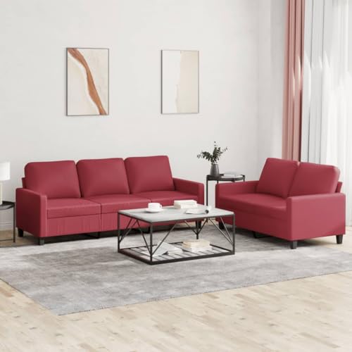 Qnhdfrt Weinrot Kunstleder Sofagarnitur Set: 2-Sitzer und 3-Sitzer Sofa mit Kissen für Wohnzimmer, Lounge oder Balkon – Modernes Design, Robust und Gemütlich Qnhdfrt Weinrot Kunstleder Sofagarnitur Set: 2-Sitzer und 3-Sitzer Sofa mit Kissen für Wohnzimmer, Lounge oder Balkon – Modernes Design, Robust und Gemütlich von Qnhdfrt