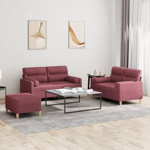 Qnhdfrt Weinrot Sofa Garnitur mit Kissen Zweisitzer Couch Set Bequem Robust für Wohnzimmer Balkonbereich Qnhdfrt Weinrot Sofa Garnitur mit Kissen Zweisitzer Couch Set Bequem Robust für Wohnzimmer Balkonbereich von Qnhdfrt