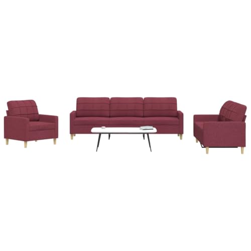 Qnhdfrt Weinrot Stoff Sofagarnitur 3-TLG mit Sessel 2-Sitzer Couch und 3-Sitzer Sofa für Wohnzimmer Lounge Bereich mit Bequemer Polsterung Qnhdfrt Weinrot Stoff Sofagarnitur 3-TLG mit Sessel 2-Sitzer Couch und 3-Sitzer Sofa für Wohnzimmer Lounge Bereich mit Bequemer Polsterung von Qnhdfrt