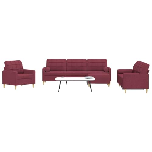 Qnhdfrt Weinrote Stoff Sofagarnitur 4-teilig mit Sessel, 2-Sitzer Sofa, 3-Sitzer und Fußhocker inklusive 4 Dekokissen - Bequemes Möbel Set für Wohnzimmer und Loungebereich Qnhdfrt Weinrote Stoff Sofagarnitur 4-teilig mit Sessel, 2-Sitzer Sofa, 3-Sitzer und Fußhocker inklusive 4 Dekokissen - Bequemes Möbel Set für Wohnzimmer und Loungebereich von Qnhdfrt