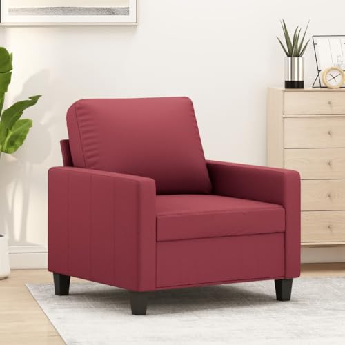 Qnhdfrt Weinroter Kunstleder Sessel 60 cm Sitzbreite Moderner Relaxsessel mit Metallgestell Dicke Polsterung für Wohnzimmer Balkon oder Leseecke von Qnhdfrt