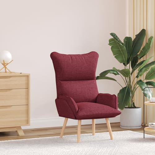 Qnhdfrt Weinroter Relaxsessel aus Hochwertigem Polyester mit Holzbeinen - Moderner Sessel für Wohnzimmer und Schlafzimmer mit Ergonomischem Sitz und 55 cm Rückenlehne von Qnhdfrt
