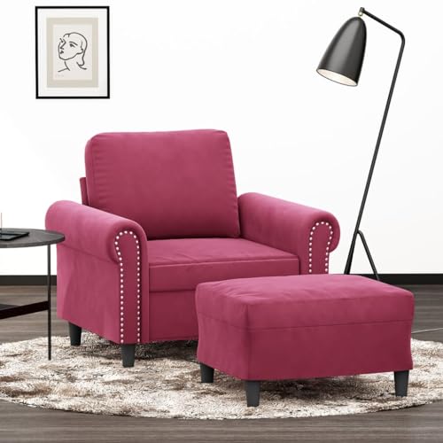 Qnhdfrt Weinroter Samt Sessel mit Hocker 60 cm Sitzbreite Relaxsessel für Wohnzimmer, Balkon Qnhdfrt Weinroter Samt Sessel mit Hocker 60 cm Sitzbreite Relaxsessel für Wohnzimmer, Balkon von Qnhdfrt