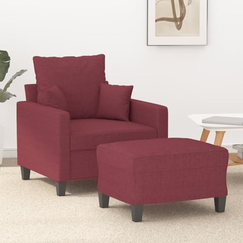 Qnhdfrt Weinroter Sessel mit Hocker 60 cm Stoff Relaxsessel für Wohnzimmer Balkon Komfortabel Robust Qnhdfrt Weinroter Sessel mit Hocker 60 cm Stoff Relaxsessel für Wohnzimmer Balkon Komfortabel Robust von Qnhdfrt