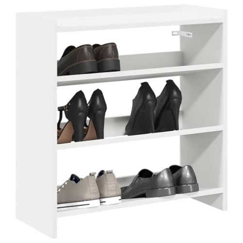 Qnhdfrt Weiß Schuhregal Schmal 60x25x62 cm Holzwerkstoff mit Stauraum und Oberplatte für Flur Eingang Abstellraum von Qnhdfrt