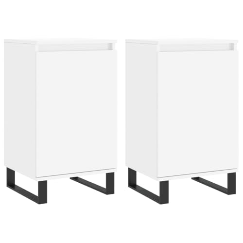 Qnhdfrt Weiß Sideboard Schrank 40x35x70 cm Holzwerkstoff mit Metallbeinen 2 Stück Zeitlos Modern für Wohnzimmer Küche Flur von Qnhdfrt