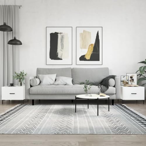 Qnhdfrt Weiße Couchtische Set 2 Stück mit Schublade Holzwerkstoff 50x50x40 cm Beistelltische für Wohnzimmer Schlafzimmer Flur Elegantes Design von Qnhdfrt