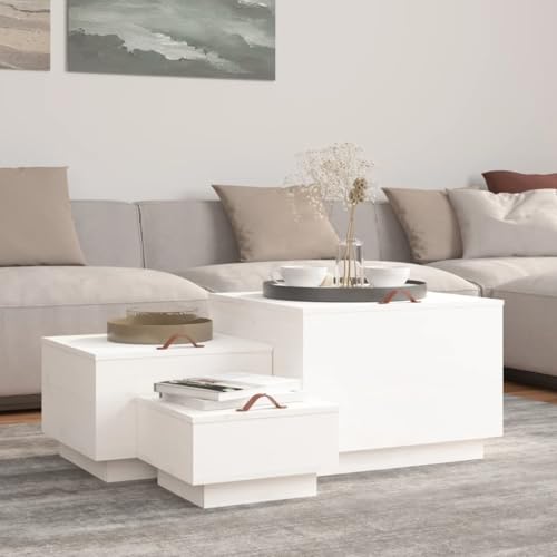 Qnhdfrt Weiße Massivholz Kiefer Aufbewahrungsboxen mit Deckeln 3-teiliges Set – Praktische Aufbewahrungslösung für Haushalt, Küche und Garten mit Griffen von Qnhdfrt