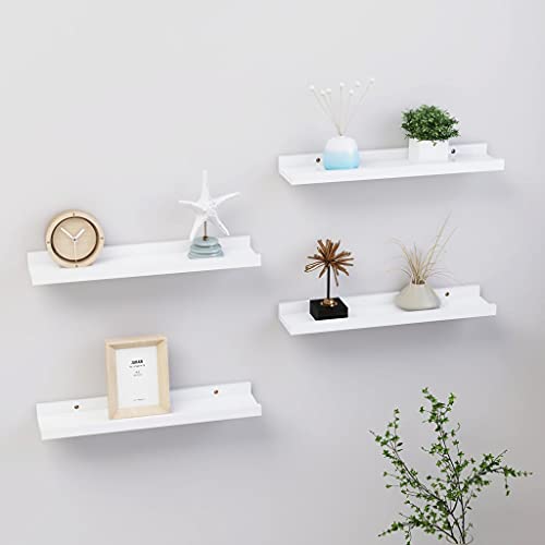 Qnhdfrt Weiße Wandregale 4 STK. aus MDF 40x9x3 cm - Schwebendes Regal für Deko, Bücher und Pflanzen in Wohnzimmer oder Bad Qnhdfrt Weiße Wandregale 4 STK. aus MDF 40x9x3 cm - Schwebendes Regal für Deko, Bücher und Pflanzen in Wohnzimmer oder Bad von Qnhdfrt