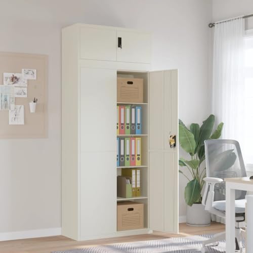 Qnhdfrt Weißer Aktenschrank Metall Aufbewahrungsschrank Abschließbar 90x40x220 cm mit 4 Böden für Büroorganisation und Dokumentensicherheit von Qnhdfrt