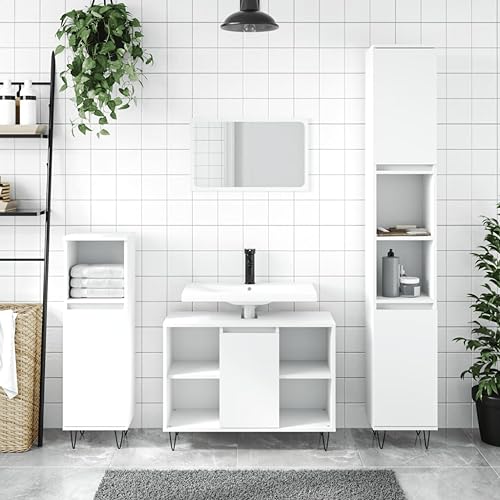 Qnhdfrt Weißer Badschrank Schmal 30x30x100 cm Badezimmerschrank mit Eisenfüßen Holzwerkstoff Hochschrank für WC Hausapotheke oder Medizinschrank Qnhdfrt Weißer Badschrank Schmal 30x30x100 cm Badezimmerschrank mit Eisenfüßen Holzwerkstoff Hochschrank für WC Hausapotheke oder Medizinschrank von Qnhdfrt