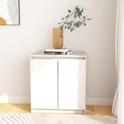 Qnhdfrt Weißer Beistellschrank aus Massivholz Kiefer 60x36x65 cm mit 2 Fächern Sideboard für Küche Wohnzimmer Flur Rustikales Design Qnhdfrt Weißer Beistellschrank aus Massivholz Kiefer 60x36x65 cm mit 2 Fächern Sideboard für Küche Wohnzimmer Flur Rustikales Design von Qnhdfrt