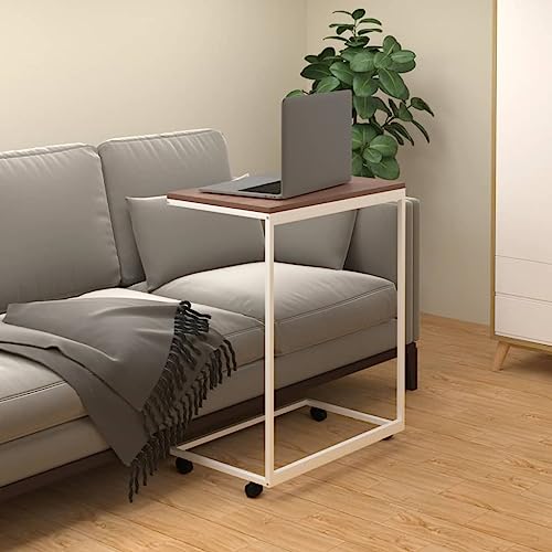 Qnhdfrt Weißer Beistelltisch mit Rollen C-Design 55x35x70 cm aus Holzwerkstoff und Eisen – Stabiler und Mobiler Tisch für Couchtisch oder Nachttisch in Wohnzimmer Schlafzimmer Qnhdfrt Weißer Beistelltisch mit Rollen C-Design 55x35x70 cm aus Holzwerkstoff und Eisen – Stabiler und Mobiler Tisch für Couchtisch oder Nachttisch in Wohnzimmer Schlafzimmer von Qnhdfrt