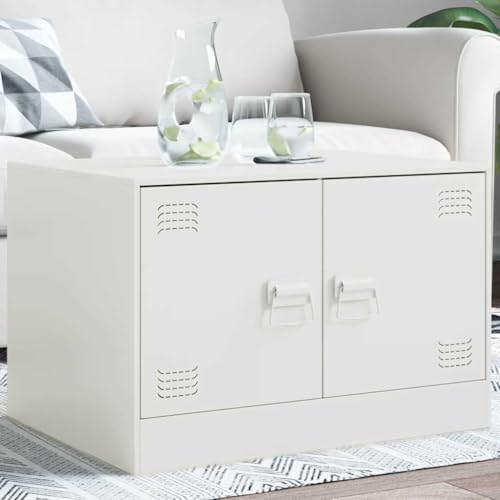 Qnhdfrt Weißer Couchtisch Beistelltisch aus Kaltgewalztem Stahl 67x50x44 cm mit Stauraum 2 Türen Griffen für Wohnzimmer Modernes Design Robust Qnhdfrt Weißer Couchtisch Beistelltisch aus Kaltgewalztem Stahl 67x50x44 cm mit Stauraum 2 Türen Griffen für Wohnzimmer Modernes Design Robust von Qnhdfrt