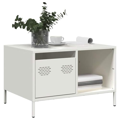 Qnhdfrt Weißer Couchtisch Beistelltisch aus Kaltgewalztem Stahl 68,5x50x43,5 cm Industrie-Design Robust mit Stauraum Verstellbaren Beinen für Wohnzimmer Schlafzimmer Qnhdfrt Weißer Couchtisch Beistelltisch aus Kaltgewalztem Stahl 68,5x50x43,5 cm Industrie-Design Robust mit Stauraum Verstellbaren Beinen für Wohnzimmer Schlafzimmer von Qnhdfrt