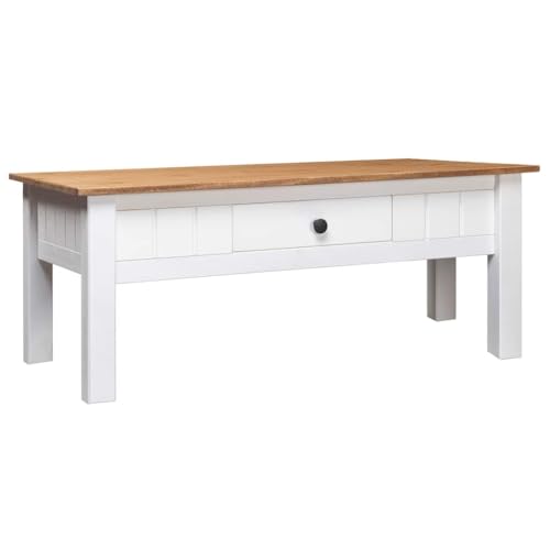 Qnhdfrt Weißer Couchtisch aus Massivholz 100x60x45 cm mit Schublade fürs Wohnzimmer, Kiefer Holz Tisch in Weiß und Natur, Klassischer Wohnzimmertisch mit Stauraum Qnhdfrt Weißer Couchtisch aus Massivholz 100x60x45 cm mit Schublade fürs Wohnzimmer, Kiefer Holz Tisch in Weiß und Natur, Klassischer Wohnzimmertisch mit Stauraum von Qnhdfrt