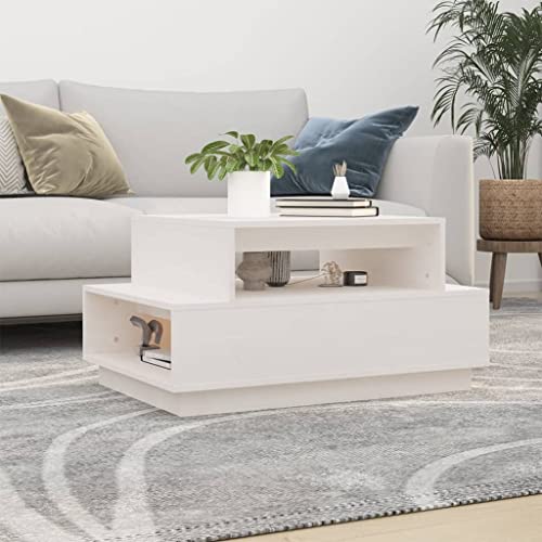 Qnhdfrt Weißer Couchtisch aus Massivholz Kiefer 80x55x40,5 cm mit Stauraum und geräumiger Platte für Wohnzimmer – Stabiler Rahmen und rustikales Design Qnhdfrt Weißer Couchtisch aus Massivholz Kiefer 80x55x40,5 cm mit Stauraum und geräumiger Platte für Wohnzimmer – Stabiler Rahmen und rustikales Design von Qnhdfrt