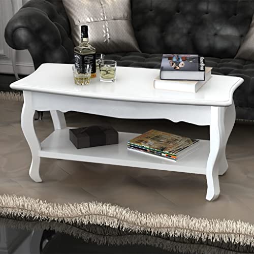 Qnhdfrt Weißer Couchtisch mit Ablage aus MDF und Kiefernholz Modernes Design 87.5x42x44 cm Beistelltisch mit Stauraum für Wohnzimmer Qnhdfrt Weißer Couchtisch mit Ablage aus MDF und Kiefernholz Modernes Design 87.5x42x44 cm Beistelltisch mit Stauraum für Wohnzimmer von Qnhdfrt