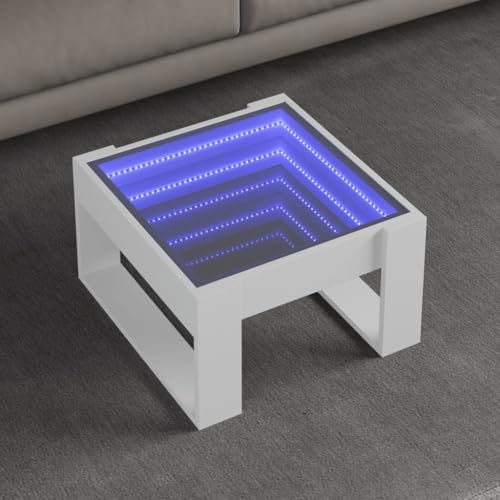 Qnhdfrt Weißer Couchtisch mit Infinity LED Spiegel 50x53x30 cm Beistelltisch Nachttisch LED-Beleuchtung für Wohnzimmer Schlafzimmer Qnhdfrt Weißer Couchtisch mit Infinity LED Spiegel 50x53x30 cm Beistelltisch Nachttisch LED-Beleuchtung für Wohnzimmer Schlafzimmer von Qnhdfrt