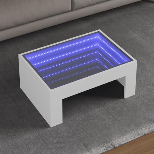 Qnhdfrt Weißer Couchtisch mit LED Infinity-Spiegel 70x50x30 cm RGB-Beleuchtung Moderner Beistelltisch für Wohnzimmer Schlafzimmer Qnhdfrt Weißer Couchtisch mit LED Infinity-Spiegel 70x50x30 cm RGB-Beleuchtung Moderner Beistelltisch für Wohnzimmer Schlafzimmer von Qnhdfrt