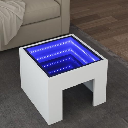 Qnhdfrt Weißer Couchtisch mit LED Infinity Spiegel und RGB Beleuchtung 40x40x30 cm, Robuster Beistelltisch aus Holzwerkstoff und Glas für Wohnzimmer Schlafzimmer Qnhdfrt Weißer Couchtisch mit LED Infinity Spiegel und RGB Beleuchtung 40x40x30 cm, Robuster Beistelltisch aus Holzwerkstoff und Glas für Wohnzimmer Schlafzimmer von Qnhdfrt
