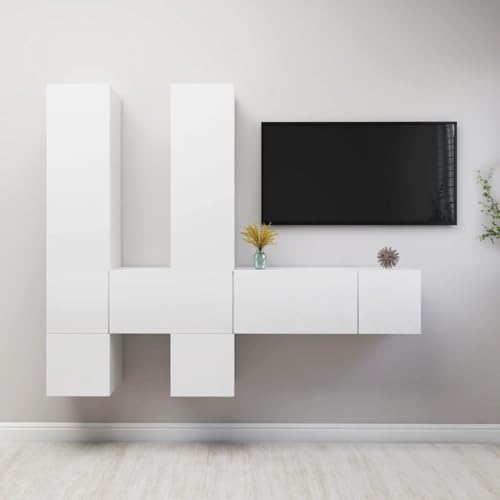 Qnhdfrt Weißer Hängender TV-Schrank-Set aus Holzwerkstoff Modernes Design Großer Stauraum Für Wohnzimmer von Qnhdfrt