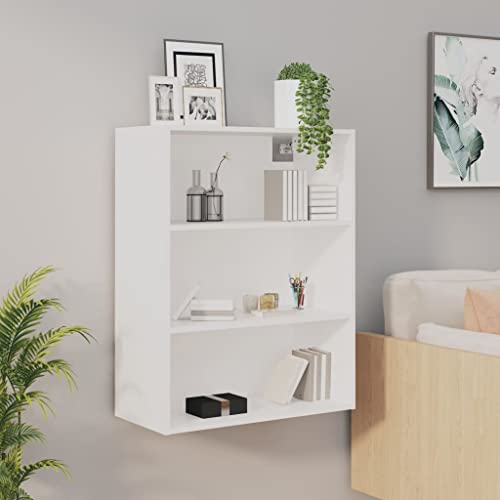 Qnhdfrt Weißer Hängeschrank 69,5x32,5x90 cm Klassischer Wandschrank mit Stauraum und Ablagefläche Robuster Holzwerkstoff für Wohnzimmer Flur Küche von Qnhdfrt