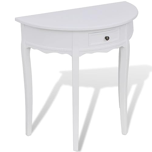 Qnhdfrt Weißer Halbrunder Konsolentisch mit Schublade Stabil und Langlebig Kompaktes Design für Wohnzimmer Esszimmer oder Flur Maße 80x40x78 cm von Qnhdfrt