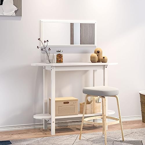 Qnhdfrt Weißer Konsolentisch aus Massivholz Kiefer 110x40x80 cm mit Stauraum für Flur und Wohnzimmer Schmaler Beistelltisch Elegantes Design Qnhdfrt Weißer Konsolentisch aus Massivholz Kiefer 110x40x80 cm mit Stauraum für Flur und Wohnzimmer Schmaler Beistelltisch Elegantes Design von Qnhdfrt